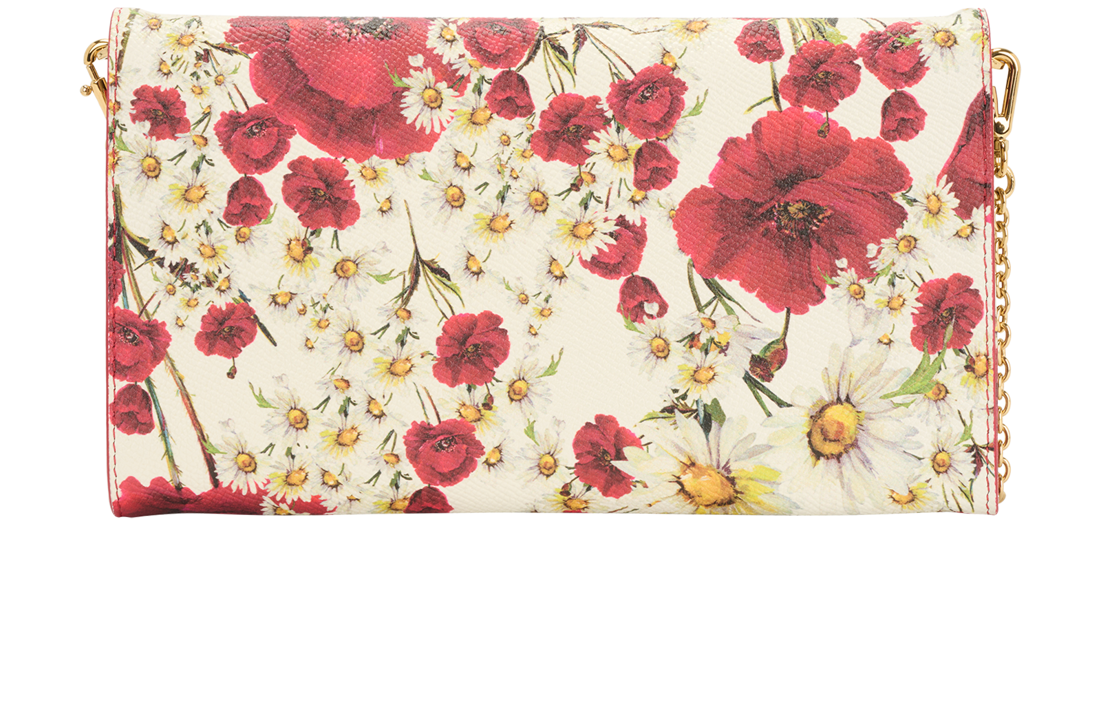 Floral Print Wallet on Chain, &pound;250, Handbags, Red/White, Leather, Back view